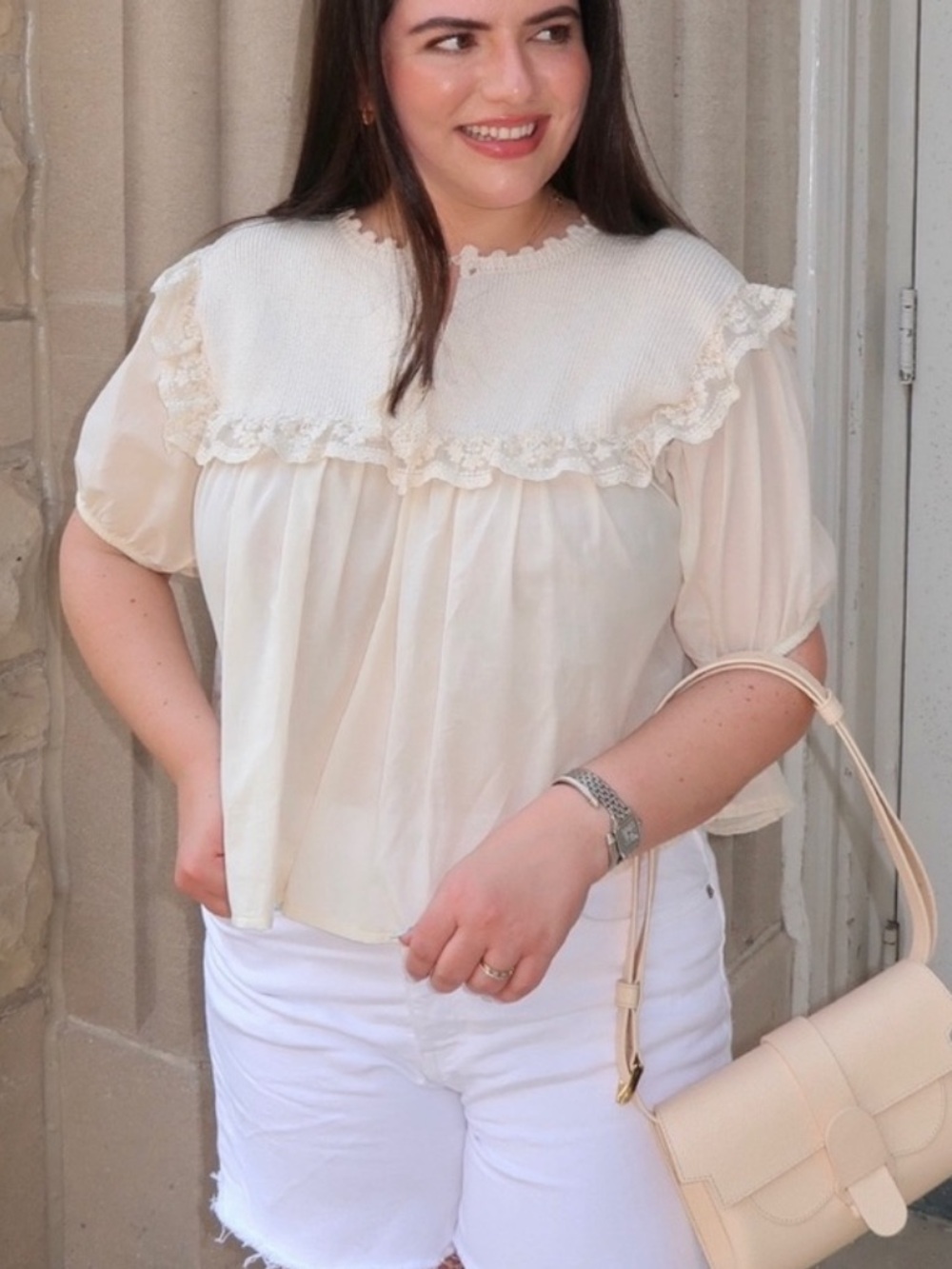 Zara Combination Tied Knit Top